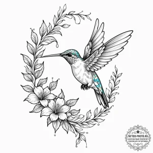 Tattoo sketch, holographic hummingbird, a del... - эскиз тату (№1752488730_0, 14.07.2025 10:25) — tattoo-photo.ru
