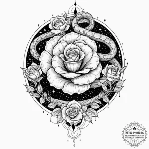 Tattoo sketch, galactic serpent, constellatio... - эскиз тату (№1752488899_0, 14.07.2025 10:28) — tattoo-photo.ru