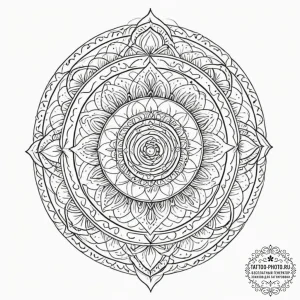 Tattoo sketch, navel of the universe, a styli... - эскиз тату (№1752488981_0, 14.07.2025 10:29) — tattoo-photo.ru