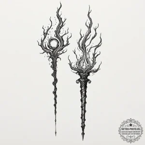 Tattoo sketch, wizard's wireless wand, a clas... - эскиз тату (№1752489067_0, 14.07.2025 10:31) — tattoo-photo.ru