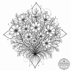 Tattoo sketch, quantum flower bed, a garden b... - эскиз тату (№1752489820_0, 14.07.2025 10:43) — tattoo-photo.ru