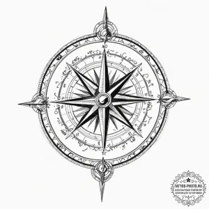 Tattoo sketch, zodiac compass rose, galactic... - эскиз тату (№1752489987_0, 14.07.2025 10:46) — tattoo-photo.ru