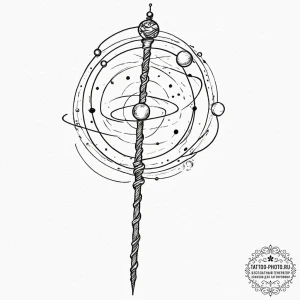 Tattoo sketch, transcended traveler's staff,... - эскиз тату (№1752491071_0, 14.07.2025 11:04) — tattoo-photo.ru