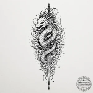 Tattoo sketch, zodiac sword, cosmic blade, a... - эскиз тату (№1752492457_0, 14.07.2025 11:27) — tattoo-photo.ru