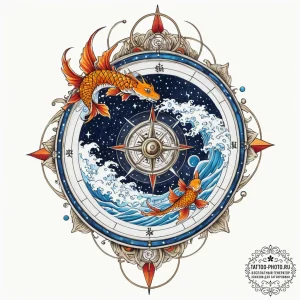 Tattoo sketch, nebulous navigator's compass,... - эскиз тату (№1752493352_0, 14.07.2025 11:42) — tattoo-photo.ru