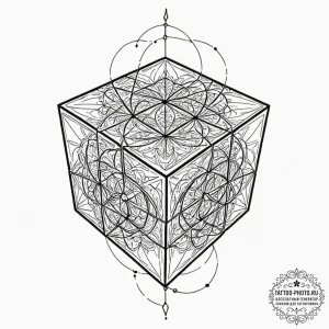 Tattoo sketch, tesseract of thought, a comple... - эскиз тату (№1752493951_0, 14.07.2025 11:52) — tattoo-photo.ru