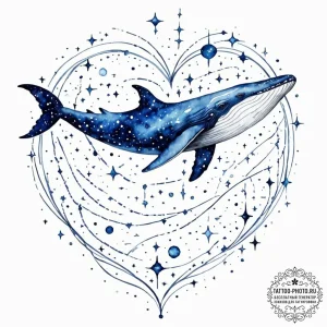 Tattoo sketch, blue whale swimming through a... - эскиз тату (№1752494031_0, 14.07.2025 11:53) — tattoo-photo.ru