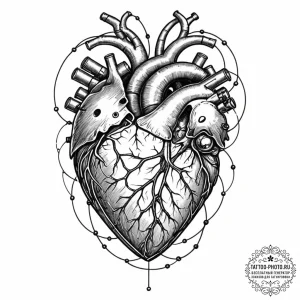 Tattoo sketch, logic gate heart, a stylized h... - эскиз тату (№1752494110_0, 14.07.2025 11:55) — tattoo-photo.ru