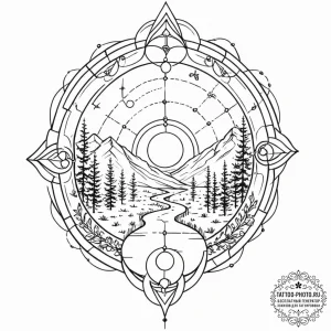 Tattoo sketch, journey's end gate, an elegant... - эскиз тату (№1752498103_0, 14.07.2025 13:01) — tattoo-photo.ru