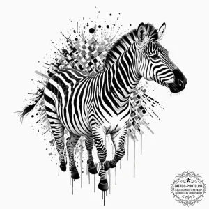 Tattoo sketch, zebra pattern, glitching strip... - эскиз тату (№1752498620_0, 14.07.2025 13:10) — tattoo-photo.ru