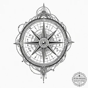 Tattoo sketch, nebulous navigator's compass,... - эскиз тату (№1752498875_0, 14.07.2025 13:14) — tattoo-photo.ru
