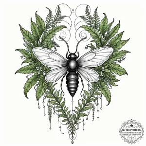 Tattoo sketch, flora and fauna of ai, a vibra... - эскиз тату (№1752499044_0, 14.07.2025 13:17) — tattoo-photo.ru