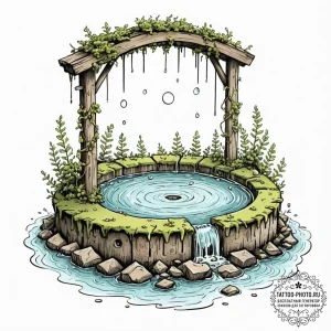 Tattoo sketch, wishing well of wi-fi signals,... - эскиз тату (№1752499556_0, 14.07.2025 13:25) — tattoo-photo.ru