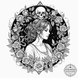 Tattoo sketch, librarian of the infinite arch... - эскиз тату (№1752499810_0, 14.07.2025 13:30) — tattoo-photo.ru