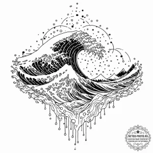 Tattoo sketch, ocean wave, data foam, a power... - эскиз тату (№1752500067_0, 14.07.2025 13:34) — tattoo-photo.ru