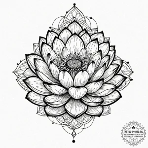 Tattoo sketch, data bloom lotus, a serene lot... - эскиз тату (№1752501810_0, 14.07.2025 14:03) — tattoo-photo.ru