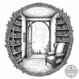 Tattoo sketch, hidden portal in a humble home... - эскиз тату (№1752501897_0, 14.07.2025 14:04) — tattoo-photo.ru