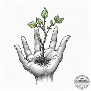Tattoo sketch, withered hand, glimmer of hope... - эскиз тату (№1752502407_0, 14.07.2025 14:13) — tattoo-photo.ru