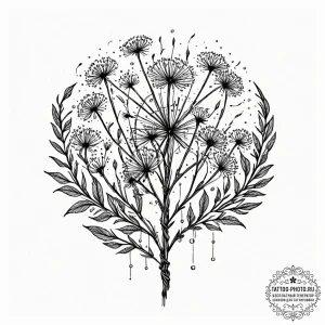 Tattoo sketch, dandelion dna, a delicate dand... - эскиз тату (№1752502494_0, 14.07.2025 14:14) — tattoo-photo.ru