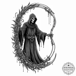 Tattoo sketch, reaper of data souls, a styliz... - эскиз тату (№1752503257_0, 14.07.2025 14:27) — tattoo-photo.ru