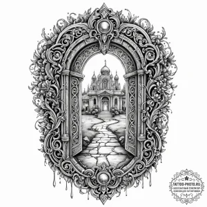 Tattoo sketch, memory palace keyhole, a class... - эскиз тату (№1752504281_0, 14.07.2025 14:44) — tattoo-photo.ru