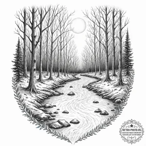 Tattoo sketch, forest spirit's data stream, a... - эскиз тату (№1752504538_0, 14.07.2025 14:48) — tattoo-photo.ru