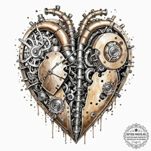 Tattoo sketch, enigma machine heart, a styliz... - эскиз тату (№1752504708_0, 14.07.2025 14:51) — tattoo-photo.ru