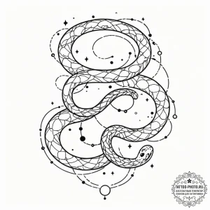 Tattoo sketch, galactic serpent, constellatio... - эскиз тату (№1752505049_0, 14.07.2025 14:57) — tattoo-photo.ru