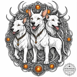 Tattoo sketch, cerberus of connectivity: a th... - эскиз тату (№1752505646_0, 14.07.2025 15:07) — tattoo-photo.ru