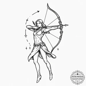 Tattoo sketch, zenith archer, cosmic arrow, a... - эскиз тату (№1752506419_0, 14.07.2025 15:20) — tattoo-photo.ru
