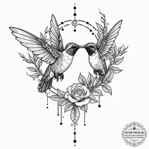 Tattoo sketch, hummingbird, nectar of code, a... - эскиз тату (№1752507205_0, 14.07.2025 15:33) — tattoo-photo.ru