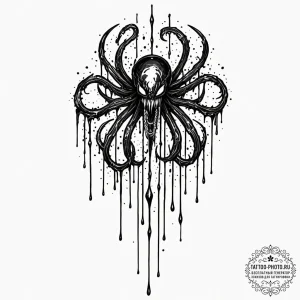 Tattoo sketch, venom of thought, data drippin... - эскиз тату (№1752507281_0, 14.07.2025 15:34) — tattoo-photo.ru