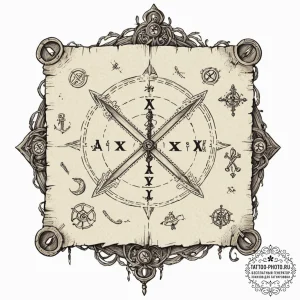 Tattoo sketch, x-marks the spot, data treasur... - эскиз тату (№1752507443_0, 14.07.2025 15:37) — tattoo-photo.ru