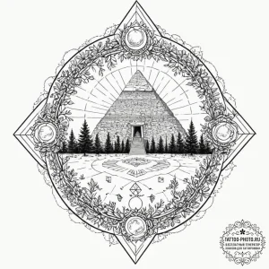 Tattoo sketch, lost civilization's last code,... - эскиз тату (№1752508216_0, 14.07.2025 15:50) — tattoo-photo.ru