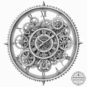 Tattoo sketch, transparent clock, inner worki... - эскиз тату (№1752508300_0, 14.07.2025 15:51) — tattoo-photo.ru
