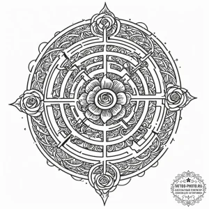 Tattoo sketch, zero-point labyrinth, a comple... - эскиз тату (№1752508387_0, 14.07.2025 15:53) — tattoo-photo.ru