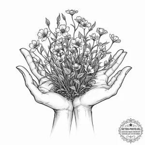 Tattoo sketch, nurturing nano-bots, a human h... - эскиз тату (№1752508730_0, 14.07.2025 15:58) — tattoo-photo.ru