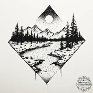 Tattoo sketch, river of forgetfulness, digita... - эскиз тату (№1752508816_0, 14.07.2025 16:00) — tattoo-photo.ru