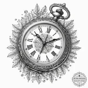 Tattoo sketch, frozen timepiece, a detailed a... - эскиз тату (№1752509585_0, 14.07.2025 16:13) — tattoo-photo.ru