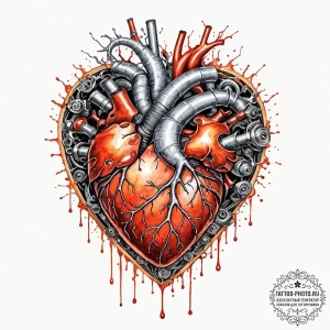 Tattoo sketch, logic gate heart, a stylized h... - эскиз тату (№1752509924_0, 14.07.2025 16:18) — tattoo-photo.ru