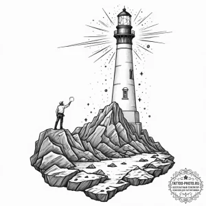 Tattoo sketch, galactic lighthouse keeper, a... - эскиз тату (№1752510095_0, 14.07.2025 16:21) — tattoo-photo.ru