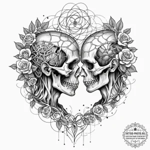 Tattoo sketch, joining of minds (neural netwo... - эскиз тату (№1752510950_0, 14.07.2025 16:35) — tattoo-photo.ru