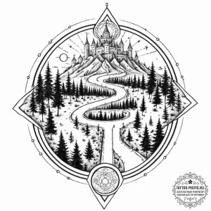 Tattoo sketch, junction of realities, a singl... - эскиз тату (№1752511035_0, 14.07.2025 16:37) — tattoo-photo.ru