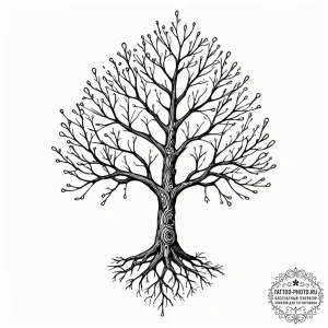 Tattoo sketch, binary tree structure rendered... - эскиз тату (№1752511120_0, 14.07.2025 16:38) — tattoo-photo.ru