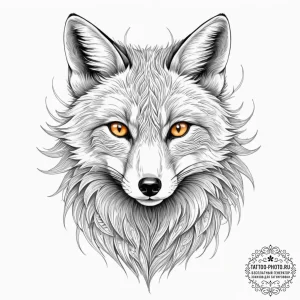 Tattoo sketch, silver fox, digital fur, a sle... - эскиз тату (№1752511461_0, 14.07.2025 16:44) — tattoo-photo.ru