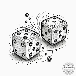 Tattoo sketch, reality's rolling dice (digita... - эскиз тату (№1752511546_0, 14.07.2025 16:45) — tattoo-photo.ru