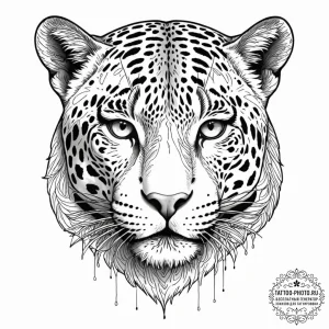 Tattoo sketch, jaguar spirit, digital stripes... - эскиз тату (№1752511719_0, 14.07.2025 16:48) — tattoo-photo.ru