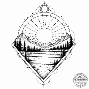 Tattoo sketch, hopeful horizon, digital sunri... - эскиз тату (№1752511891_0, 14.07.2025 16:51) — tattoo-photo.ru