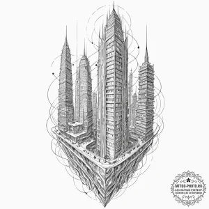 Tattoo sketch, high-rise hivemind, a massive,... - эскиз тату (№1752512060_0, 14.07.2025 16:54) — tattoo-photo.ru