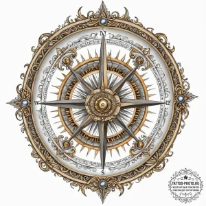Tattoo sketch, lucid dream compass, an antiqu... - эскиз тату (№1752512400_0, 14.07.2025 17:00) — tattoo-photo.ru